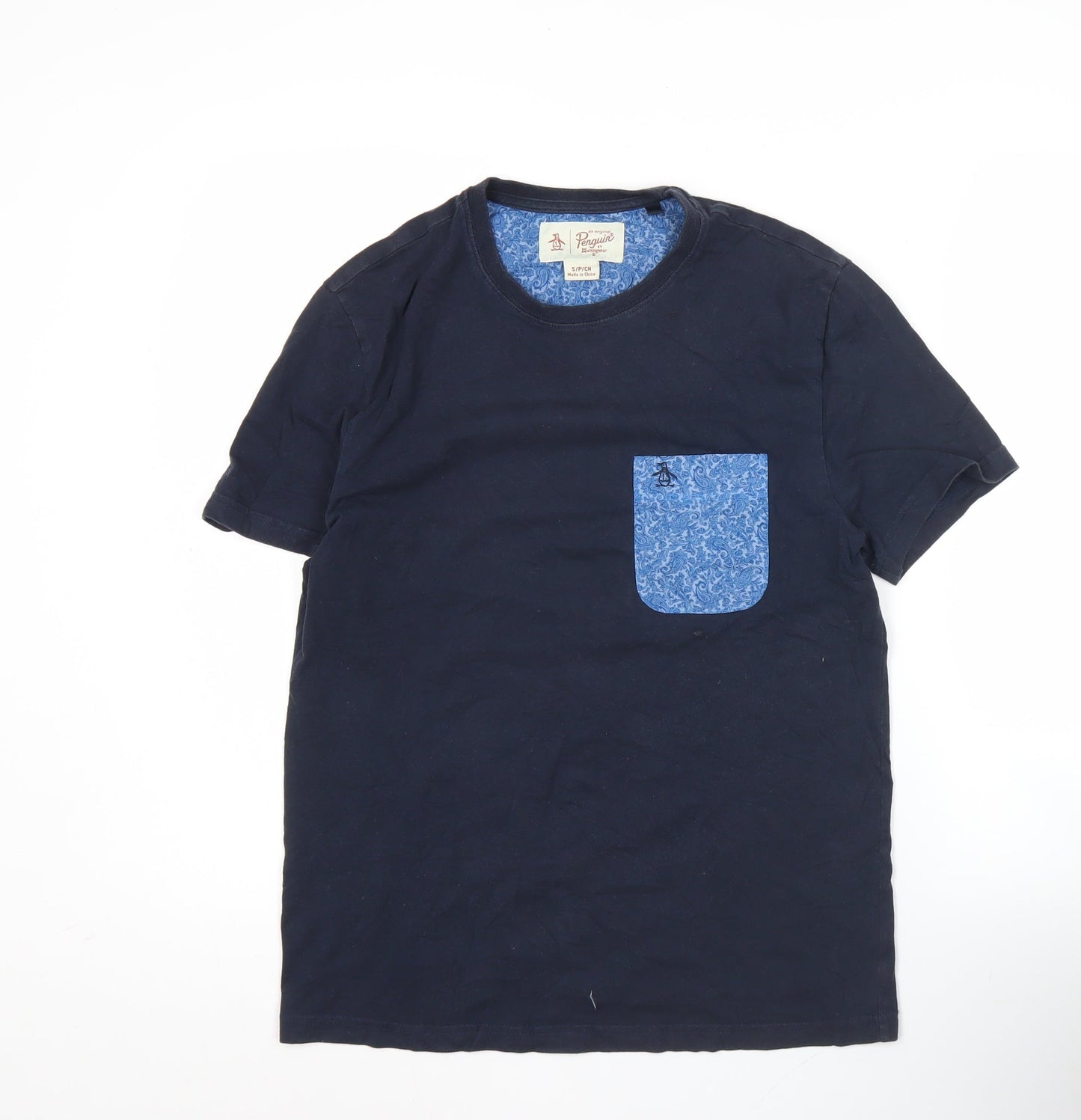 Original Penguin Men's Blue Small Crew Neck Pocket T-Shirt
