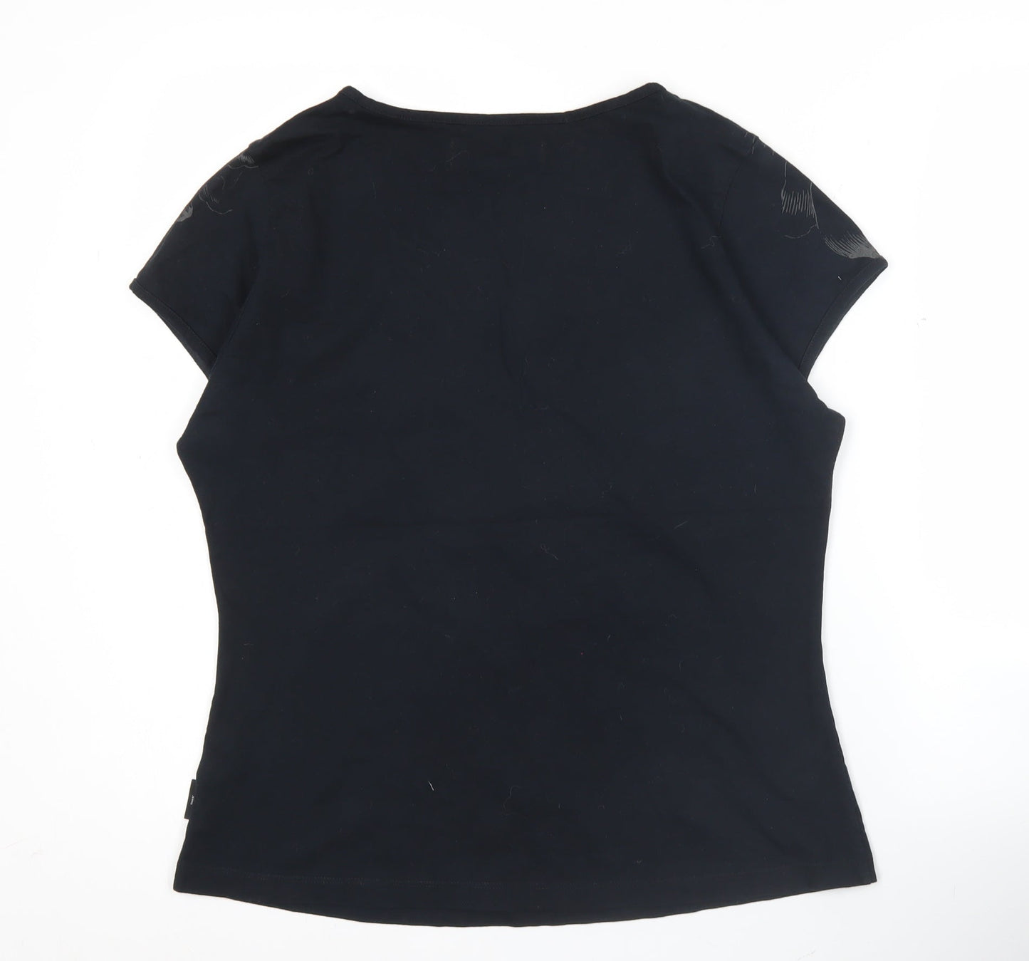 Jasper Conran Women’s Black Floral V-Neck Cotton T-Shirt XL