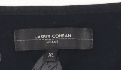 Jasper Conran Women’s Black Floral V-Neck Cotton T-Shirt XL