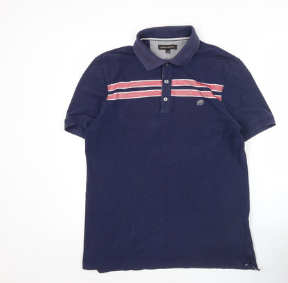 Banana Republic Men’s Blue Striped Polo Shirt M Short Sleeve Cotton