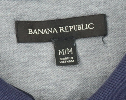 Banana Republic Men’s Blue Striped Polo Shirt M Short Sleeve Cotton