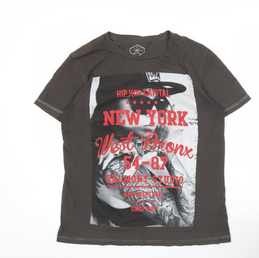 New Look Men Black Graphic Hip Hop City T-Shirt Size M Cotton