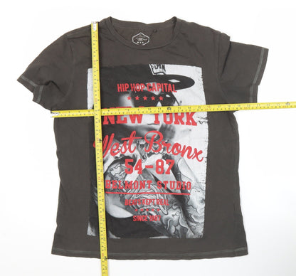 New Look Men Black Graphic Hip Hop City T-Shirt Size M Cotton