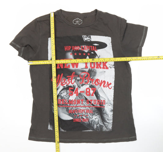 New Look Men Black Graphic Hip Hop City T-Shirt Size M Cotton