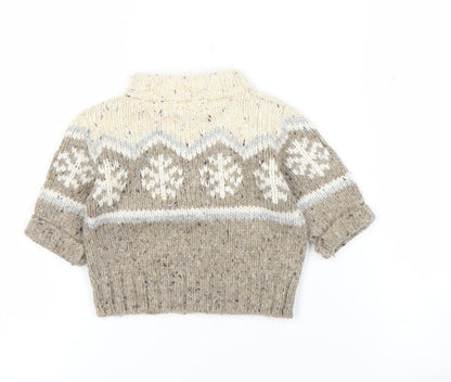 Mini Mode Unisex Baby Beige Fair Isle Winter 1/4 Zip Jumper 0-3 Months