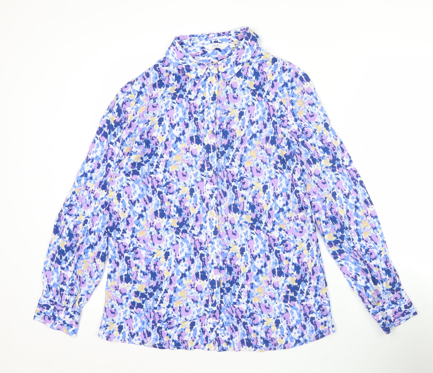 Isle Womens Multicoloured Floral Button-Up Shirt Size 12