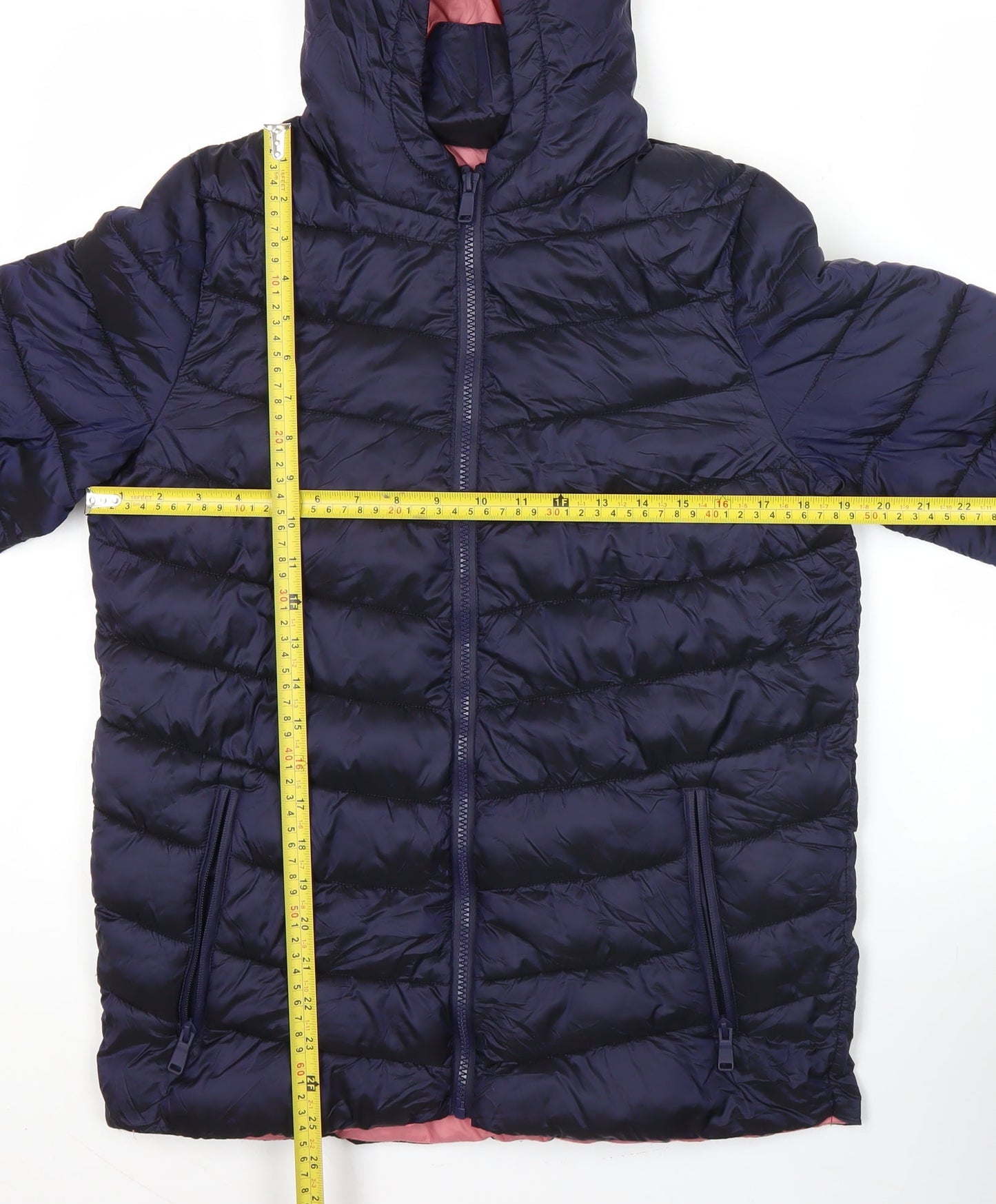 Marks and Spencer Girls Blue Hooded Puffer Jacket 13-14 Years Quilted Winter Coat