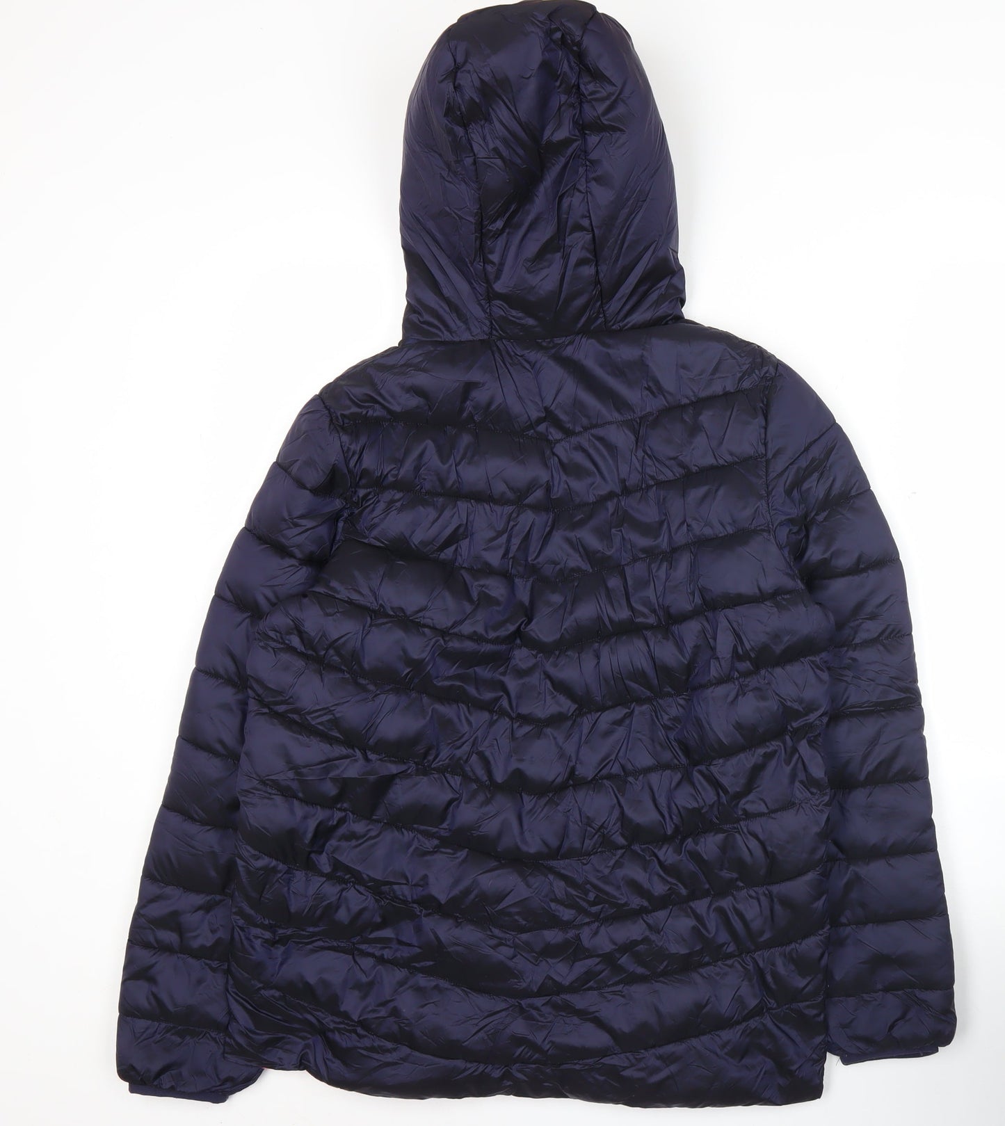 Marks and Spencer Girls Blue Hooded Puffer Jacket 13-14 Years Quilted Winter Coat