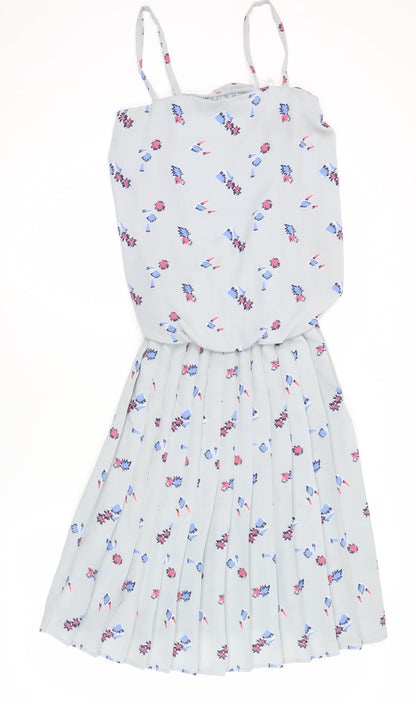 Mark Angelo Womens Grey Floral Fit & Flare Dress Size 10