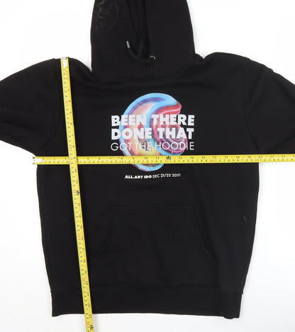 Dechkotzar Men’s Black Pullover Hoodie S Graphic Print Cotton Blend