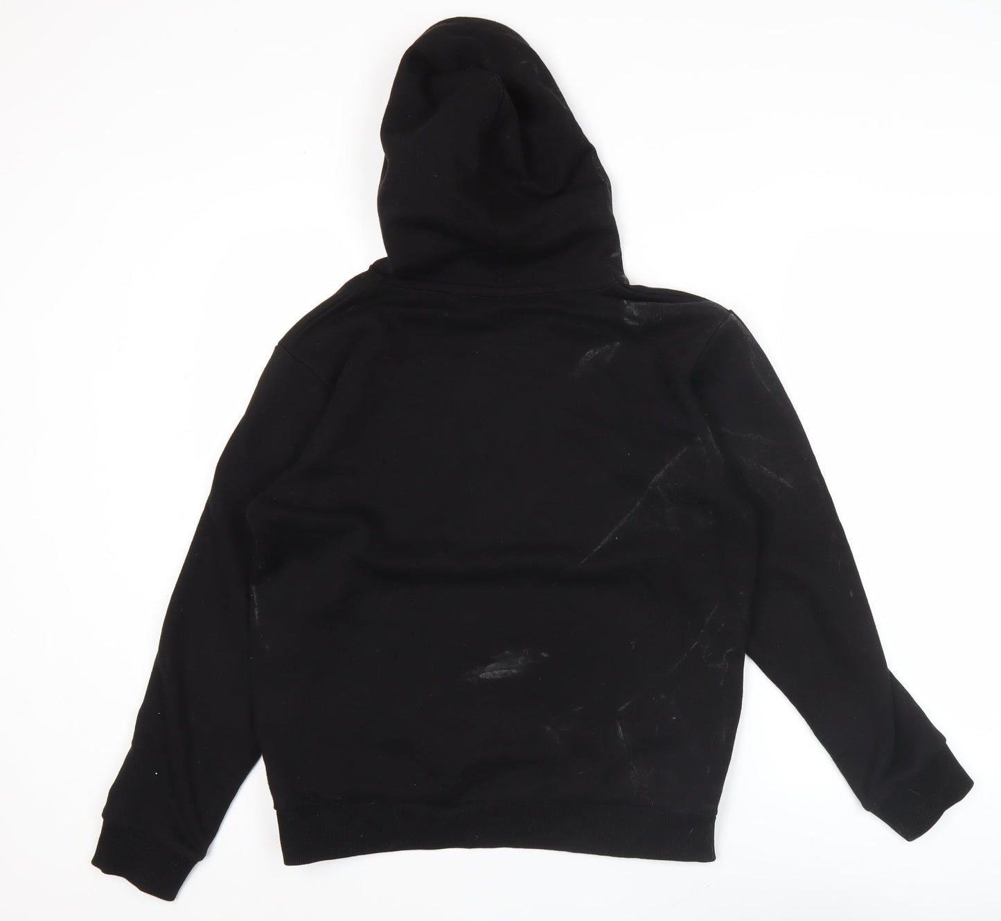 Dechkotzar Men’s Black Pullover Hoodie S Graphic Print Cotton Blend