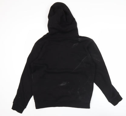 Dechkotzar Men’s Black Pullover Hoodie S Graphic Print Cotton Blend