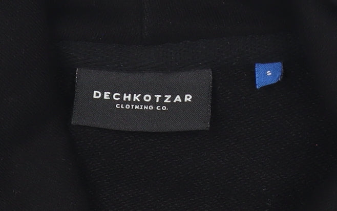 Dechkotzar Men’s Black Pullover Hoodie S Graphic Print Cotton Blend