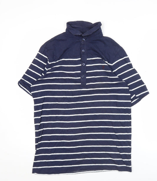 Farah Jeans Men’s Blue Striped Polo Shirt Size S Regular Fit