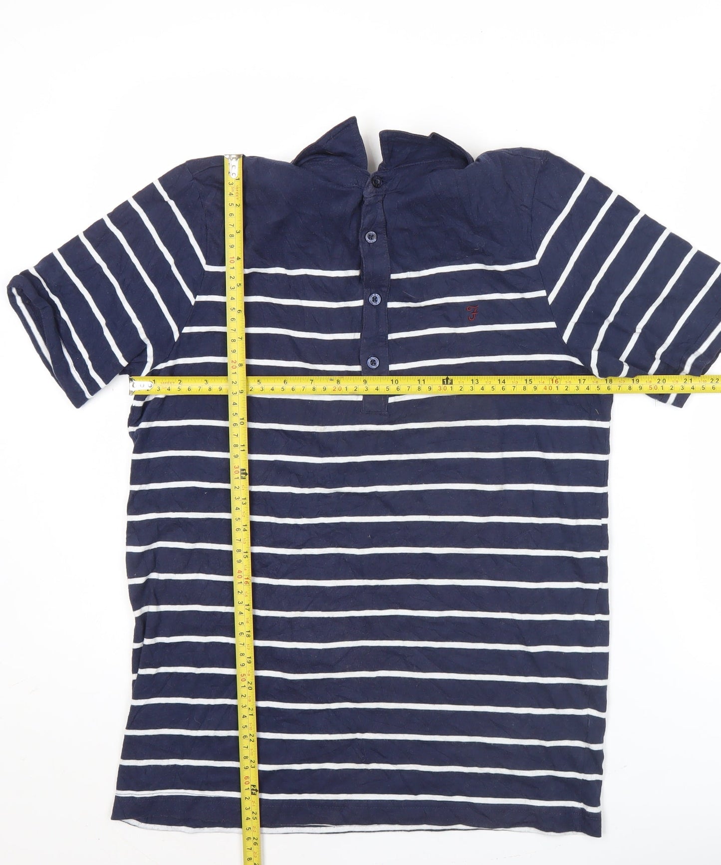 Farah Jeans Men’s Blue Striped Polo Shirt Size S Regular Fit