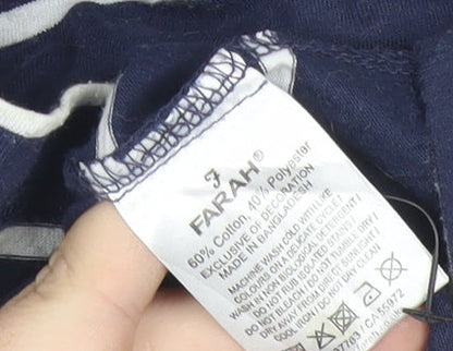 Farah Jeans Men’s Blue Striped Polo Shirt Size S Regular Fit