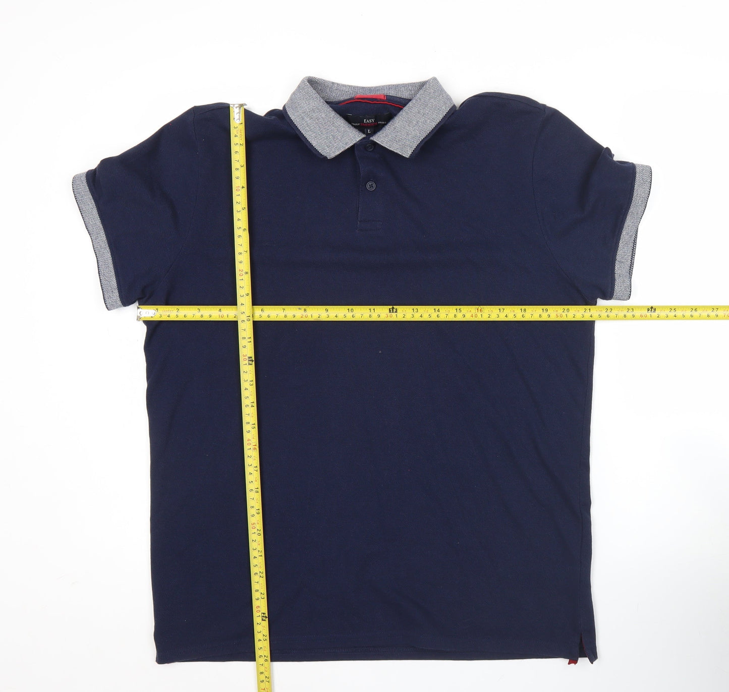 Easy Premium Men’s Blue Polo Shirt L Cotton Blend Short Sleeve