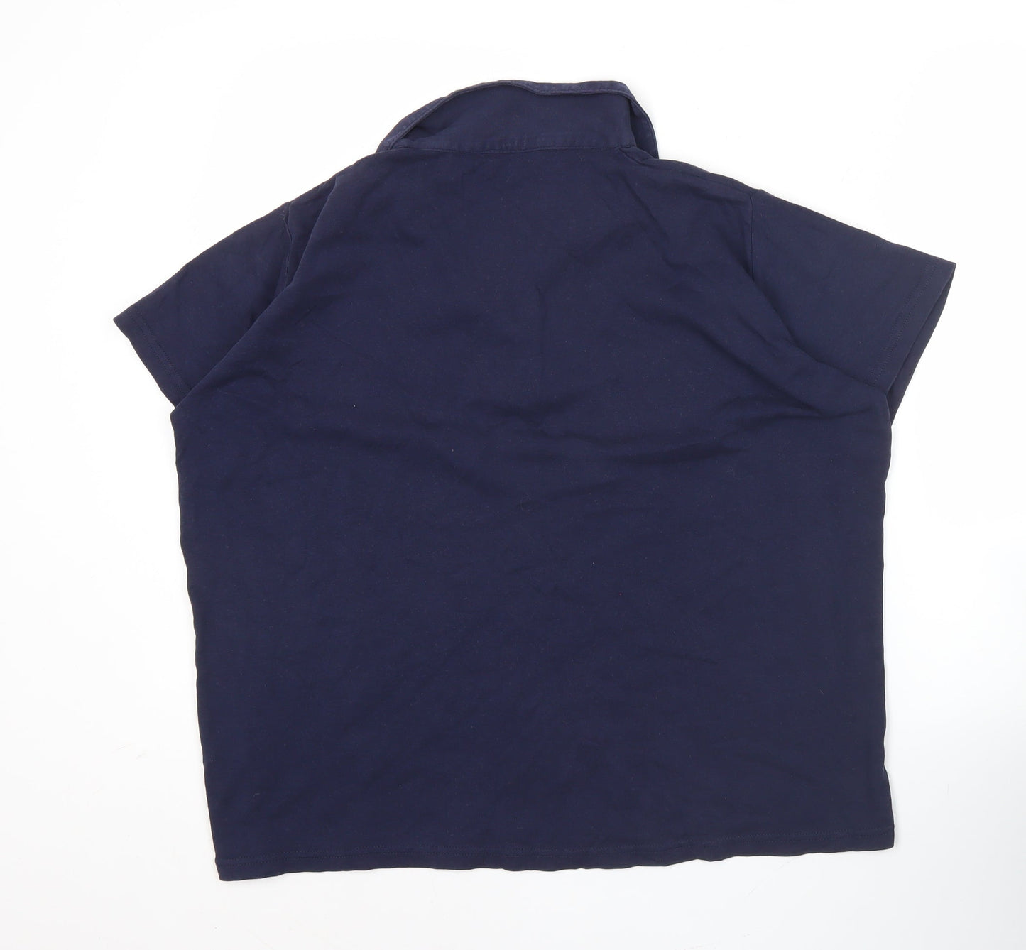 Isle Womens Plus Size 22 Blue Embroidered Polo Shirt Cotton