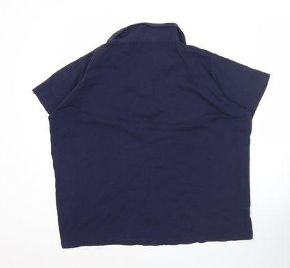 Isle Womens Plus Size 22 Blue Embroidered Polo Shirt Cotton