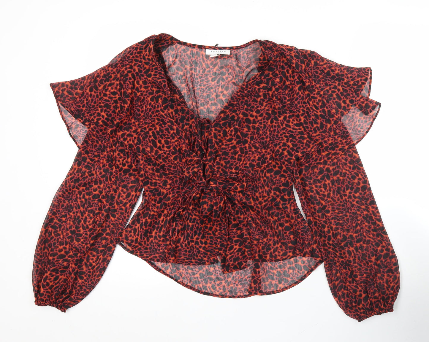 Womens UK Size 8 Topshop Red Wrap Blouse
