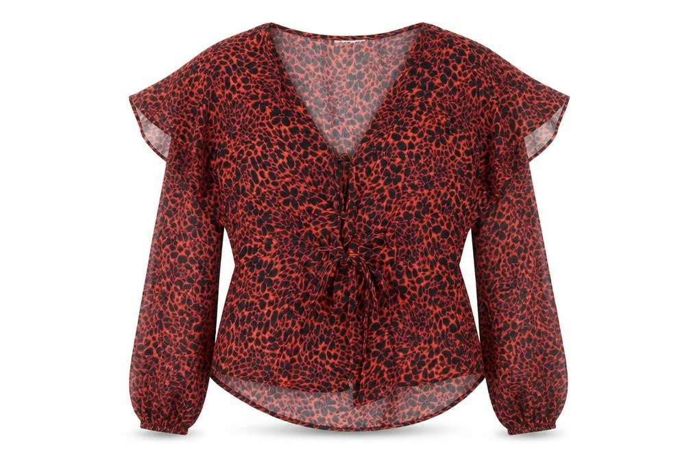 Womens UK Size 8 Topshop Red Wrap Blouse