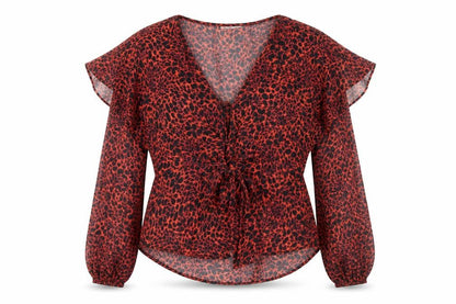 Womens UK Size 8 Topshop Red Wrap Blouse