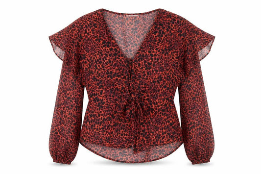 Womens UK Size 8 Topshop Red Wrap Blouse