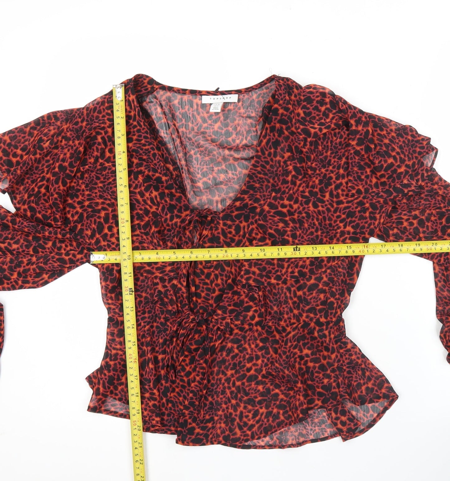 Womens UK Size 8 Topshop Red Wrap Blouse