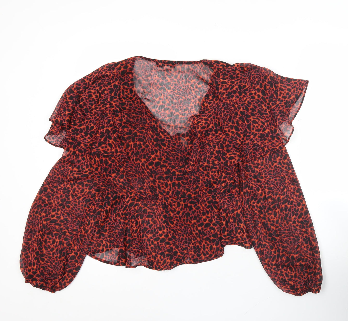 Womens UK Size 8 Topshop Red Wrap Blouse