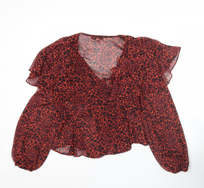 Womens UK Size 8 Topshop Red Wrap Blouse