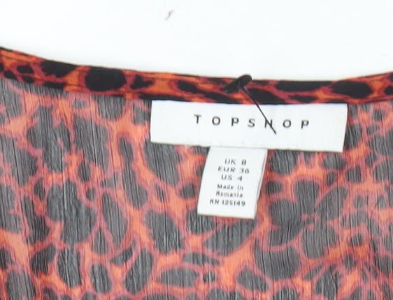 Womens UK Size 8 Topshop Red Wrap Blouse