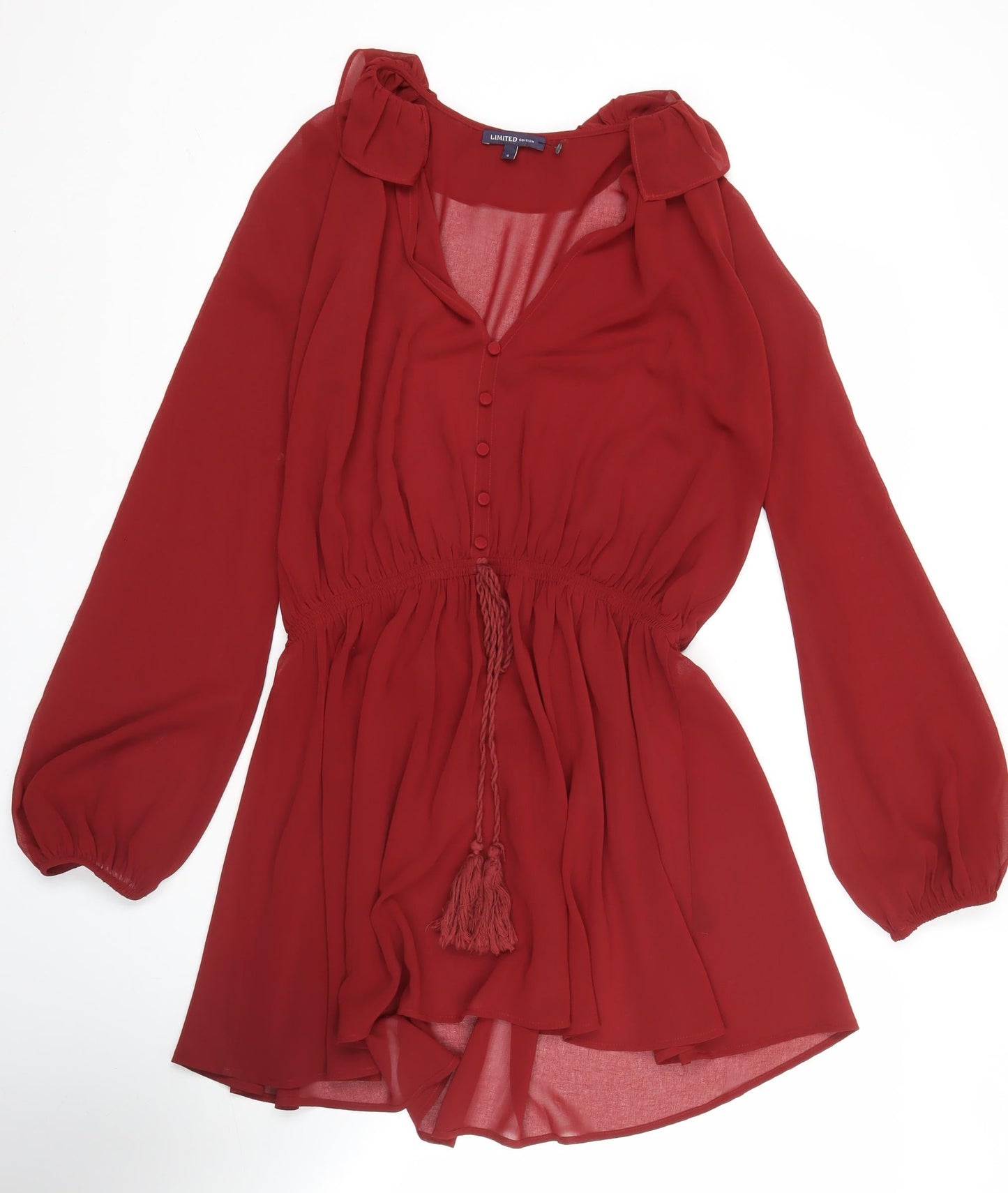 Marks and Spencer Women’s Red Long Sleeve A-Line Chiffon Dress Size 6