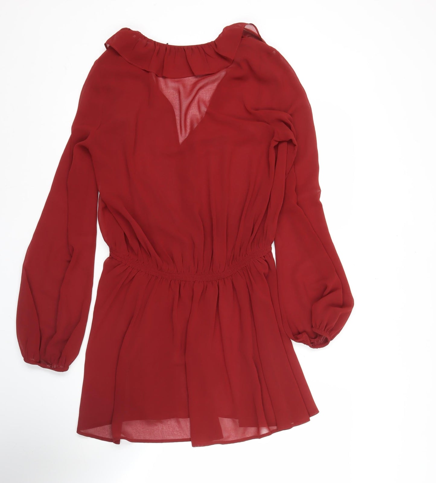 Marks and Spencer Women’s Red Long Sleeve A-Line Chiffon Dress Size 6