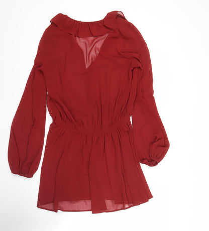 Marks and Spencer Women’s Red Long Sleeve A-Line Chiffon Dress Size 6