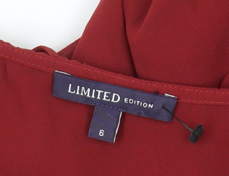 Marks and Spencer Women’s Red Long Sleeve A-Line Chiffon Dress Size 6