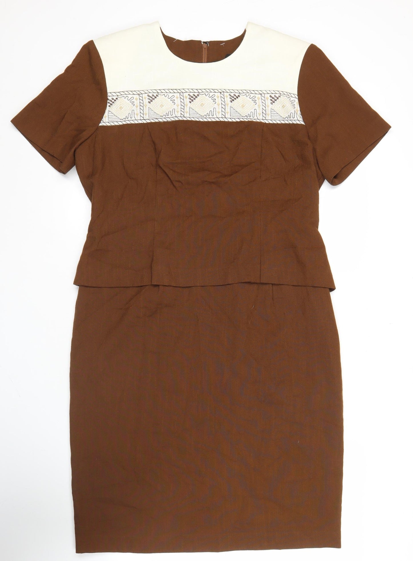 Melissa Collection Petites Brown Sheath Knee Length Dress Size 12