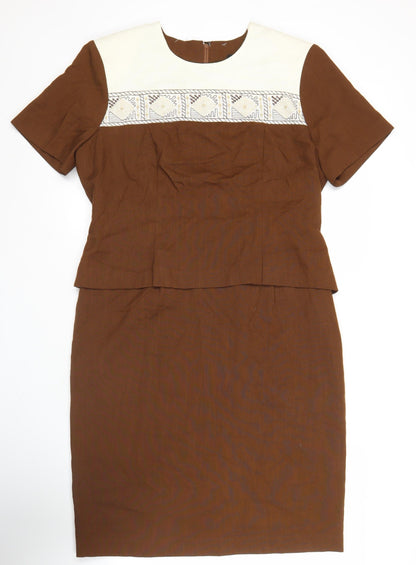 Melissa Collection Petites Brown Sheath Knee Length Dress Size 12