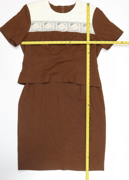 Melissa Collection Petites Brown Sheath Knee Length Dress Size 12