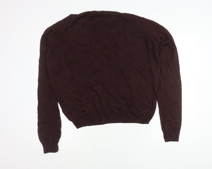 James Pringle Men's Brown M V-Neck Acrylic Pullover Jumper
