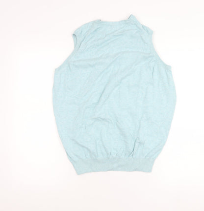 James Pringle Men’s Blue Cotton Sleeveless V-Neck Vest Jumper Size S
