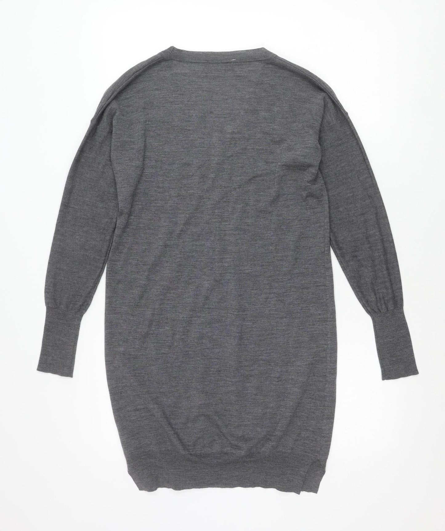 Jaeger Womens Grey Wool V-Neck Pullover Jumper Size S