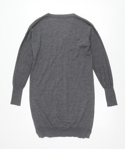 Jaeger Womens Grey Wool V-Neck Pullover Jumper Size S