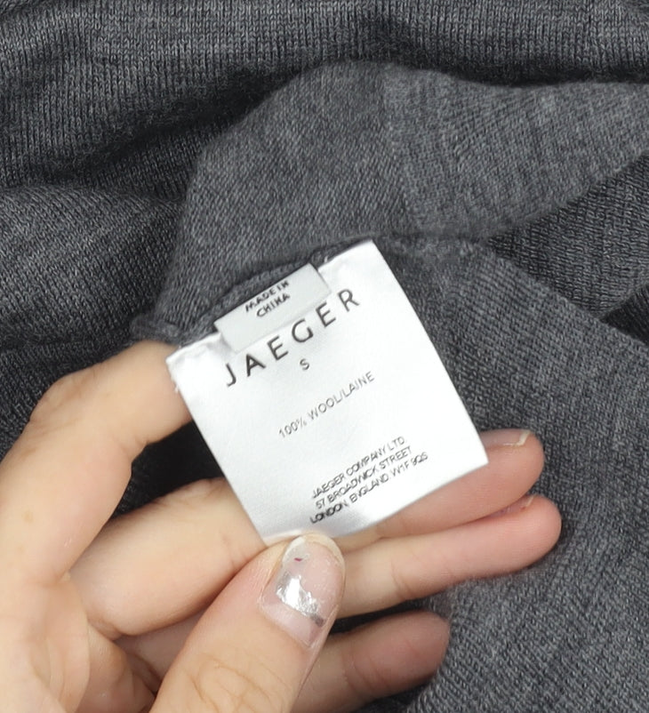 Jaeger Womens Grey Wool V-Neck Pullover Jumper Size S