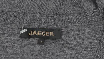 Jaeger Womens Grey Wool V-Neck Pullover Jumper Size S