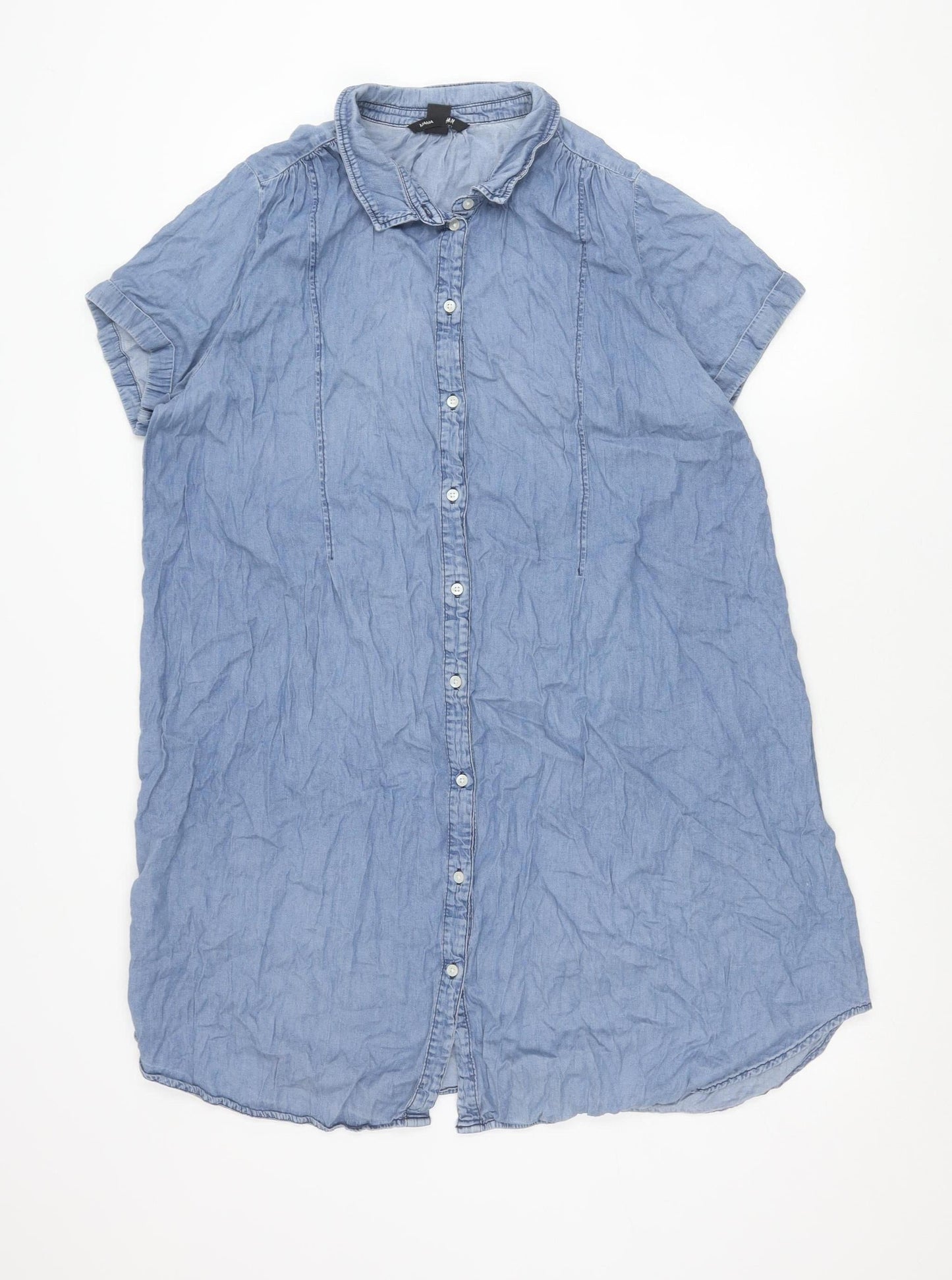 H&M Maternity Blue Chambray Shirt Dress Women XL Casual Workwear