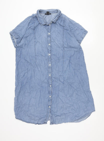 H&M Maternity Blue Chambray Shirt Dress Women XL Casual Workwear