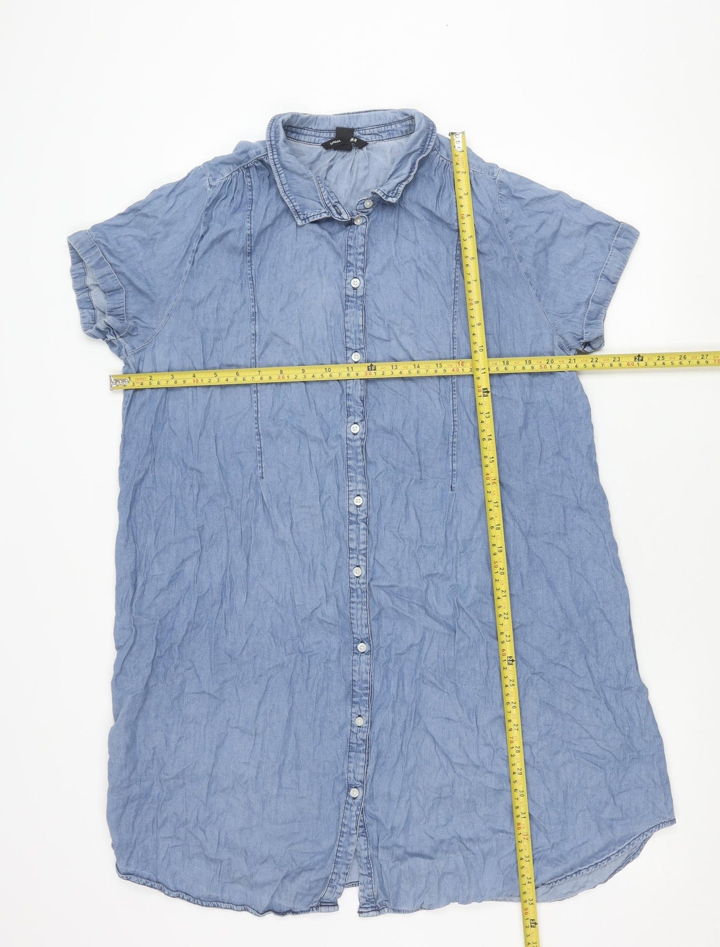H&M Maternity Blue Chambray Shirt Dress Women XL Casual Workwear