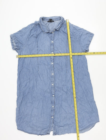 H&M Maternity Blue Chambray Shirt Dress Women XL Casual Workwear