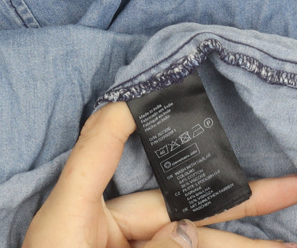 H&M Maternity Blue Chambray Shirt Dress Women XL Casual Workwear