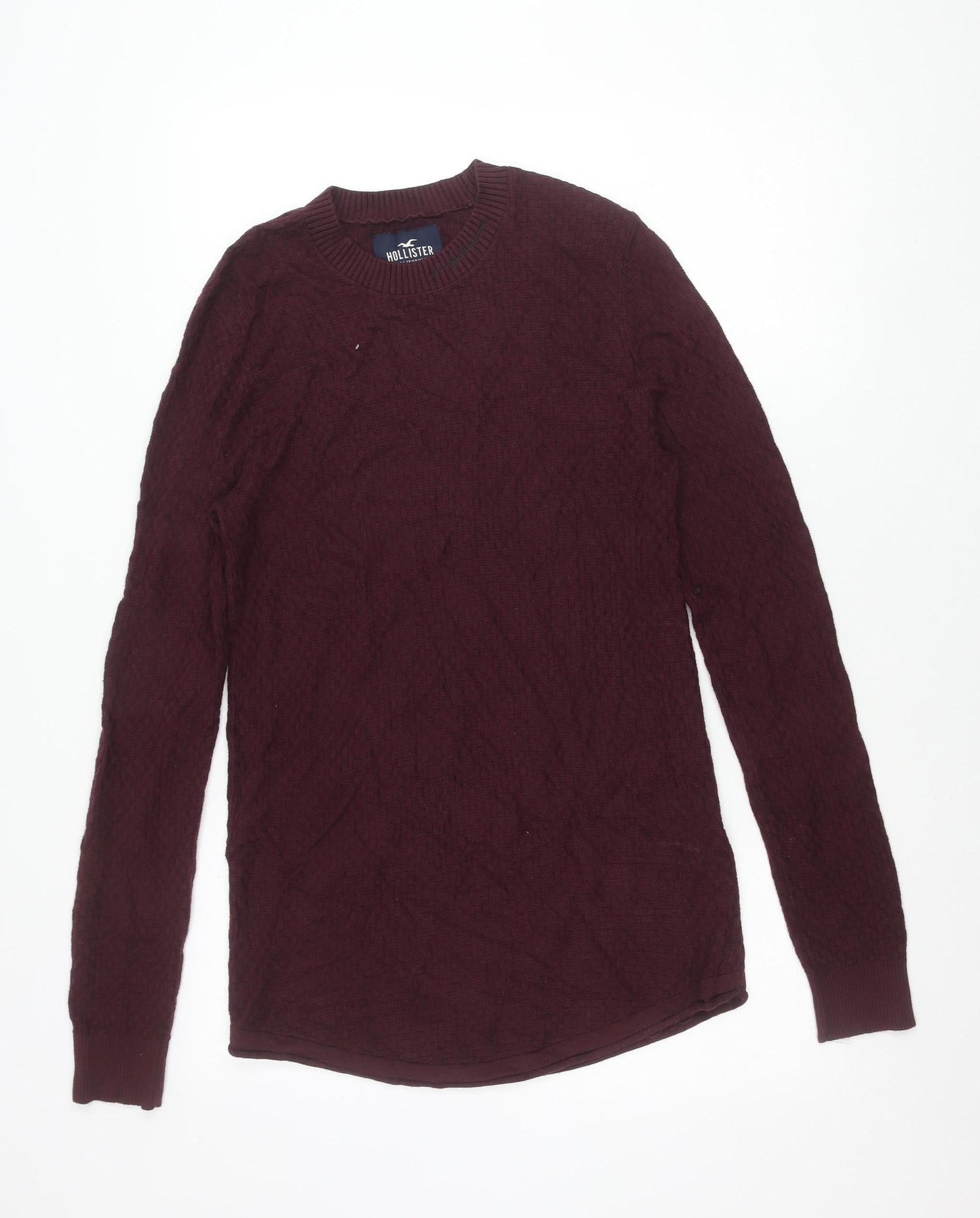 Hollister Men’s Purple Small Crew Neck Cable-Knit Jumper